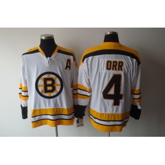 Boston Bruins 4 Bobby Orr white Jerseys with A patch Boston Bruins 4 Bobby Orr white Jerseys with A patch