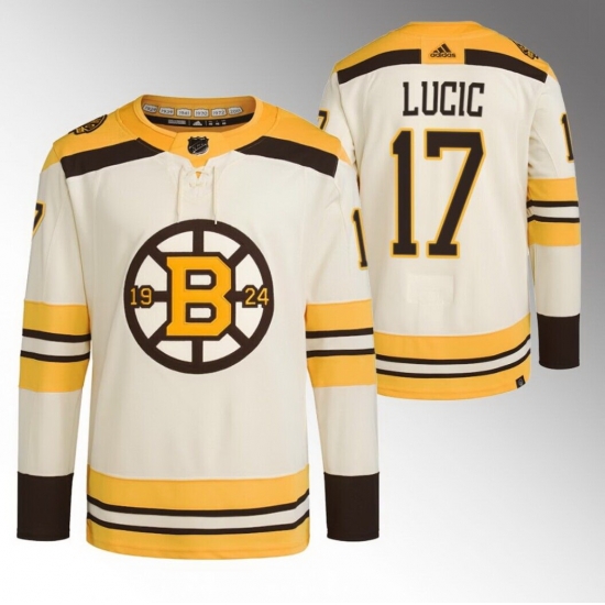 Men Boston Bruins 17 Milan Lucic Cream 100th Anniversary StitchedStitched Jersey Men Boston Bruins 17 Milan Lucic Cream 100th Anniversary StitchedStitched Jersey