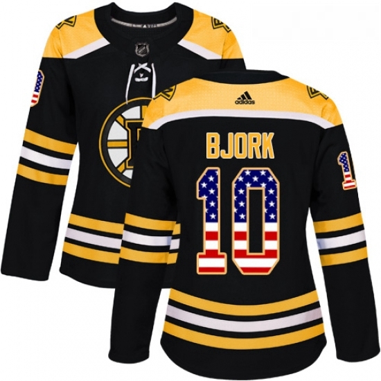 Womens Adidas Boston Bruins 10 Anders Bjork Authentic Black USA Flag Fashion NHL Jersey Womens Adidas Boston Bruins 10 Anders Bjork Authentic Black USA Flag Fashion NHL Jersey