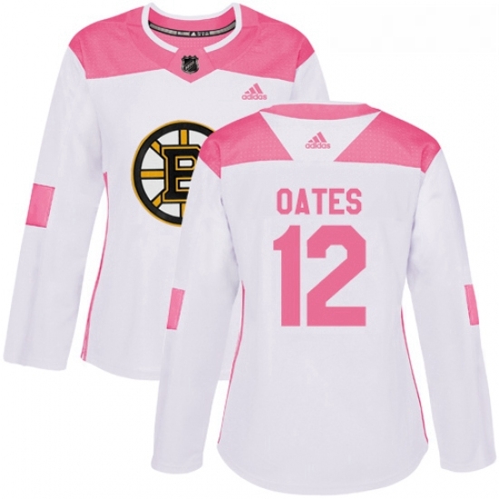 Womens Adidas Boston Bruins 12 Adam Oates Authentic WhitePink Fashion NHL Jersey Womens Adidas Boston Bruins 12 Adam Oates Authentic WhitePink Fashion NHL Jersey