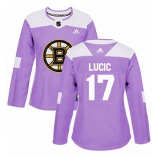 Womens Adidas Boston Bruins 17 Milan Lucic Authentic Purple Fights Cancer Practice NHL Jersey Womens Adidas Boston Bruins 17 Milan Lucic Authentic Purple Fights Cancer Practice NHL Jersey