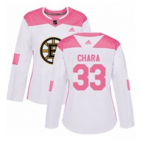 Womens Adidas Boston Bruins 33 Zdeno Chara Authentic WhitePink Fashion NHL Jersey Womens Adidas Boston Bruins 33 Zdeno Chara Authentic WhitePink Fashion NHL Jersey