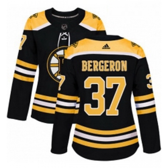 Womens Adidas Boston Bruins 37 Patrice Bergeron Authentic Black Home NHL Jersey Womens Adidas Boston Bruins 37 Patrice Bergeron Authentic Black Home NHL Jersey