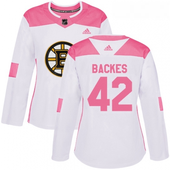 Womens Adidas Boston Bruins 42 David Backes Authentic WhitePink Fashion NHL Jersey Womens Adidas Boston Bruins 42 David Backes Authentic WhitePink Fashion NHL Jersey
