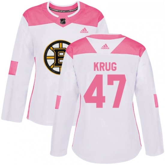 Womens Adidas Boston Bruins 47 Torey Krug Authentic WhitePink Fashion NHL Jersey Womens Adidas Boston Bruins 47 Torey Krug Authentic WhitePink Fashion NHL Jersey