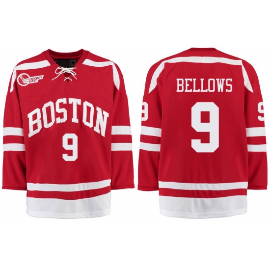 Boston University Terriers BU 9 Kieffer Bellows Red Stitched Hockey Jersey Boston University Terriers BU 9 Kieffer Bellows Red Stitched Hockey Jersey