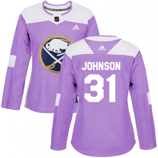 Womens Adidas Buffalo Sabres 31 Chad Johnson Authentic Purple Fights Cancer Practice NHL Jersey Womens Adidas Buffalo Sabres 31 Chad Johnson Authentic Purple Fights Cancer Practice NHL Jersey