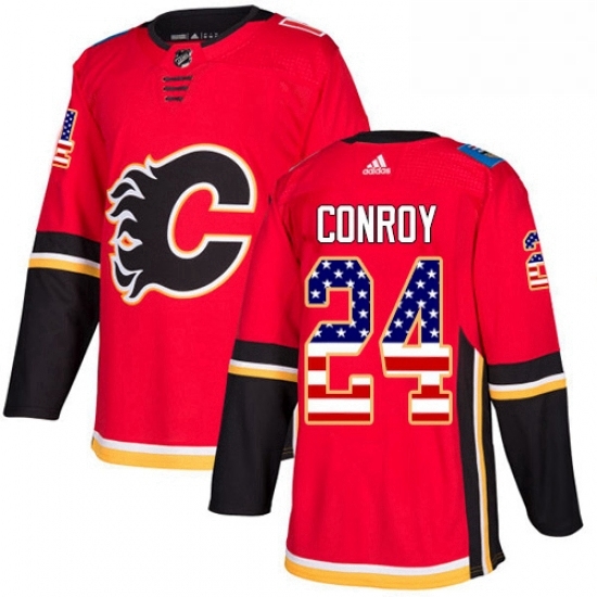 Mens Adidas Calgary Flames 24 Craig Conroy Authentic Red USA Flag Fashion NHL Jersey Mens Adidas Calgary Flames 24 Craig Conroy Authentic Red USA Flag Fashion NHL Jersey