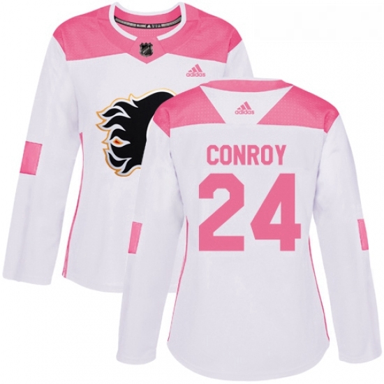Womens Adidas Calgary Flames 24 Craig Conroy Authentic WhitePink Fashion NHL Jersey Womens Adidas Calgary Flames 24 Craig Conroy Authentic WhitePink Fashion NHL Jersey
