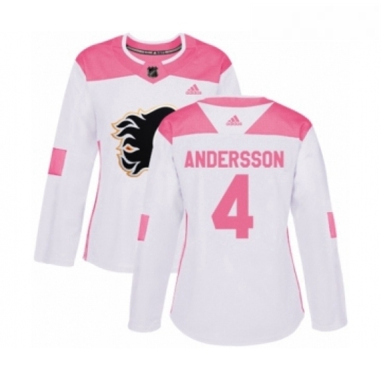 Womens Adidas Calgary Flames 4 Rasmus Andersson Authentic White Pink Fashion NHL Jersey Womens Adidas Calgary Flames 4 Rasmus Andersson Authentic White Pink Fashion NHL Jersey