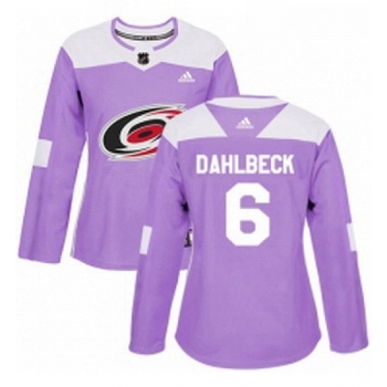 Womens Adidas Carolina Hurricanes 6 Klas Dahlbeck Authentic Purple Fights Cancer Practice NHL Jersey Womens Adidas Carolina Hurricanes 6 Klas Dahlbeck Authentic Purple Fights Cancer Practice NHL Jersey