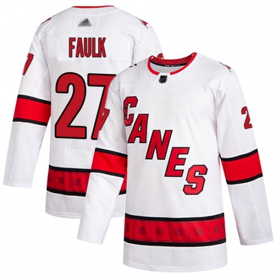Youth Hurricanes 27 Justin Faulk White Road Authentic Stitched Hockey Jersey Youth Hurricanes 27 Justin Faulk White Road Authentic Stitched Hockey Jersey