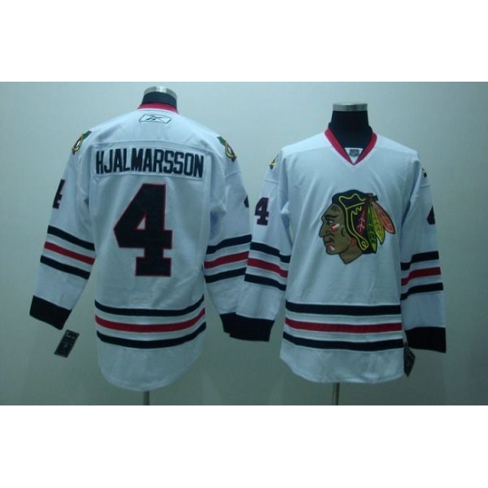 Blackhawks #4 Nikals Hjalmarsson Stitched White NHL Jersey