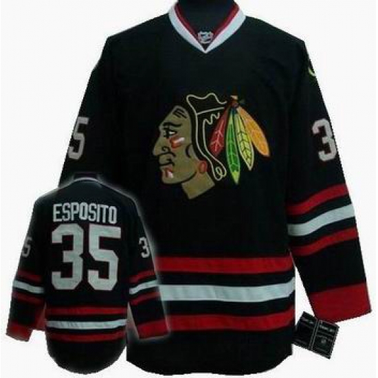 Chicago Blackhawks #35 Tony Esposito hockey Black Jersey Chicago Blackhawks #35 Tony Esposito hockey Black Jersey