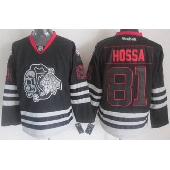 Chicago Blackhawks 81 Marian Hossa 2013 Black Ice NHL Jerseys Skull Logo Fashion Chicago Blackhawks 81 Marian Hossa 2013 Black Ice NHL Jerseys Skull Logo Fashion
