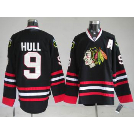 Chicago Blackhawks #9 Bobby Hull Hockey black jersey Chicago Blackhawks #9 Bobby Hull Hockey black jersey