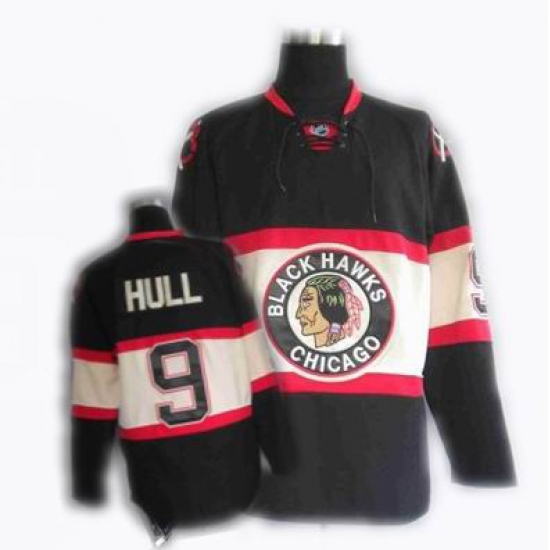 RBK hockey Chicago New Third jerseys Blackhawks #9 HULL black RBK hockey Chicago New Third jerseys Blackhawks #9 HULL black