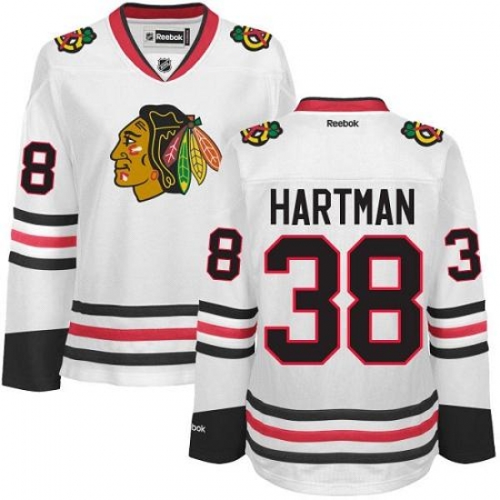 Blackhawks #38 Ryan Hartman White Road Womens Stitched NHL Jersey Blackhawks #38 Ryan Hartman White Road Womens Stitched NHL Jersey