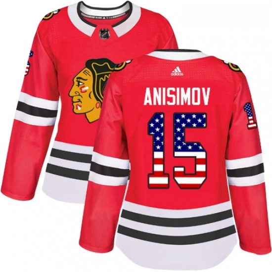Womens Adidas Chicago Blackhawks 15 Artem Anisimov Authentic Red USA Flag Fashion NHL Jersey Womens Adidas Chicago Blackhawks 15 Artem Anisimov Authentic Red USA Flag Fashion NHL Jersey