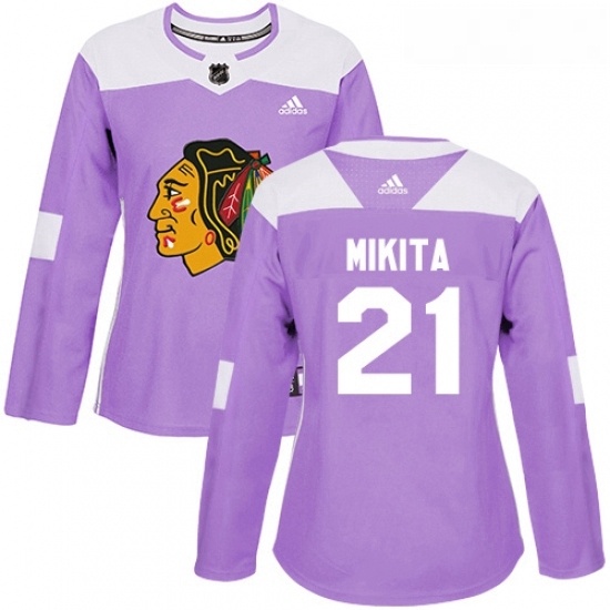 Womens Adidas Chicago Blackhawks 21 Stan Mikita Authentic Purple Fights Cancer Practice NHL Jersey Womens Adidas Chicago Blackhawks 21 Stan Mikita Authentic Purple Fights Cancer Practice NHL Jersey