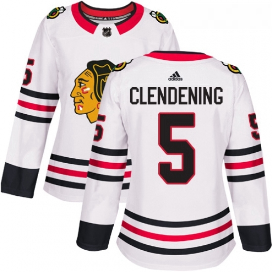 Womens Adidas Chicago Blackhawks 5 Adam Clendening Authentic White Away NHL Jersey Womens Adidas Chicago Blackhawks 5 Adam Clendening Authentic White Away NHL Jersey