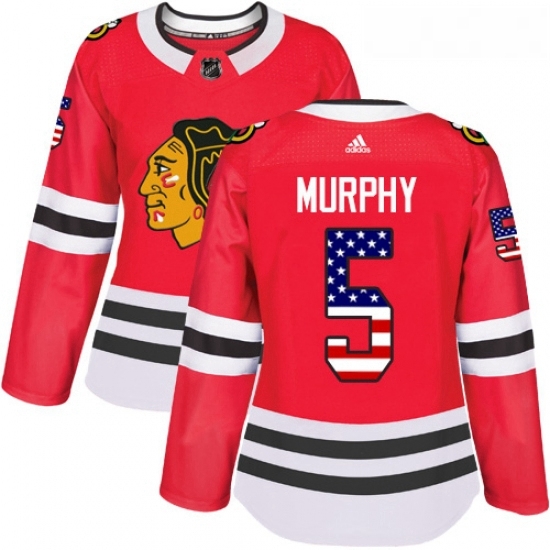 Womens Adidas Chicago Blackhawks 5 Connor Murphy Authentic Red USA Flag Fashion NHL Jersey Womens Adidas Chicago Blackhawks 5 Connor Murphy Authentic Red USA Flag Fashion NHL Jersey