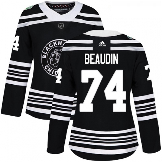 Womens Adidas Chicago Blackhawks 74 Nicolas Beaudin Authentic Black 2019 Winter Classic NHL Jerse Womens Adidas Chicago Blackhawks 74 Nicolas Beaudin Authentic Black 2019 Winter Classic NHL Jerse