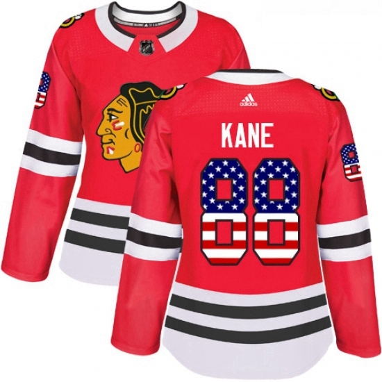 Womens Adidas Chicago Blackhawks 88 Patrick Kane Authentic Red USA Flag Fashion NHL Jersey Womens Adidas Chicago Blackhawks 88 Patrick Kane Authentic Red USA Flag Fashion NHL Jersey