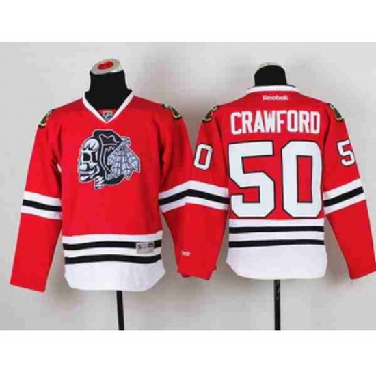 youth nhl jerseys chicago blackhawks #50 crawford red-1[the skeleton head]