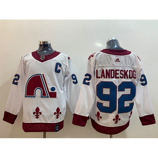 Men Colorado Avalanche 92 Gabriel Landeskog White 2020 21 Reverse Retro Adidas Jersey Men Colorado Avalanche 92 Gabriel Landeskog White 2020 21 Reverse Retro Adidas Jersey