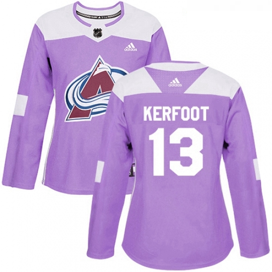 Womens Adidas Colorado Avalanche 13 Alexander Kerfoot Authentic Purple Fights Cancer Practice NHL Jersey Womens Adidas Colorado Avalanche 13 Alexander Kerfoot Authentic Purple Fights Cancer Practice NHL Jersey