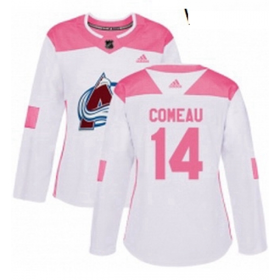 Womens Adidas Colorado Avalanche 14 Blake Comeau Authentic WhitePink Fashion NHL Jersey Womens Adidas Colorado Avalanche 14 Blake Comeau Authentic WhitePink Fashion NHL Jersey