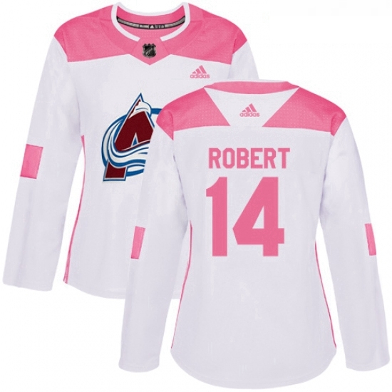 Womens Adidas Colorado Avalanche 14 Rene Robert Authentic WhitePink Fashion NHL Jersey Womens Adidas Colorado Avalanche 14 Rene Robert Authentic WhitePink Fashion NHL Jersey