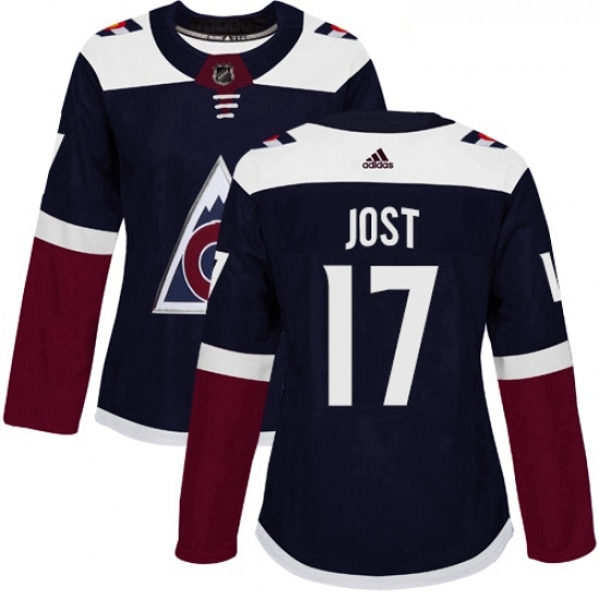 Womens Adidas Colorado Avalanche 17 Tyson Jost Authentic Navy Blue Alternate NHL Jersey Womens Adidas Colorado Avalanche 17 Tyson Jost Authentic Navy Blue Alternate NHL Jersey