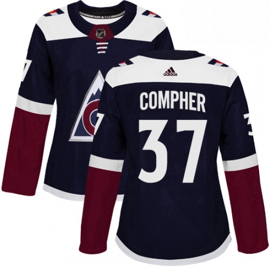 Womens Adidas Colorado Avalanche 37 JT Compher Authentic Navy Blue Alternate NHL Jersey Womens Adidas Colorado Avalanche 37 JT Compher Authentic Navy Blue Alternate NHL Jersey