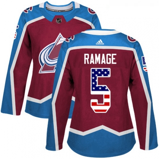 Womens Adidas Colorado Avalanche 5 Rob Ramage Authentic Burgundy Red USA Flag Fashion NHL Jersey Womens Adidas Colorado Avalanche 5 Rob Ramage Authentic Burgundy Red USA Flag Fashion NHL Jersey