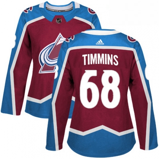 Womens Adidas Colorado Avalanche 68 Conor Timmins Authentic Burgundy Red Home NHL Jersey Womens Adidas Colorado Avalanche 68 Conor Timmins Authentic Burgundy Red Home NHL Jersey