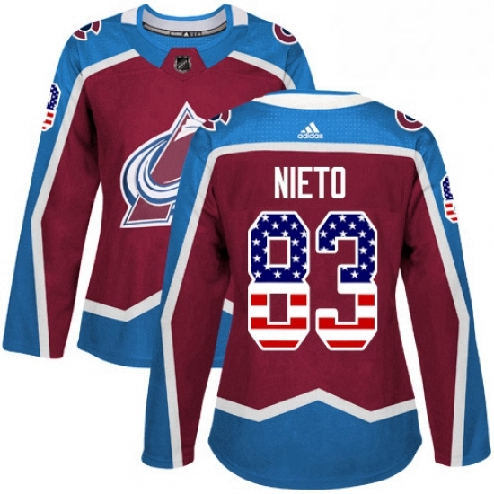 Womens Adidas Colorado Avalanche 83 Matt Nieto Authentic Burgundy Red USA Flag Fashion NHL Jersey Womens Adidas Colorado Avalanche 83 Matt Nieto Authentic Burgundy Red USA Flag Fashion NHL Jersey