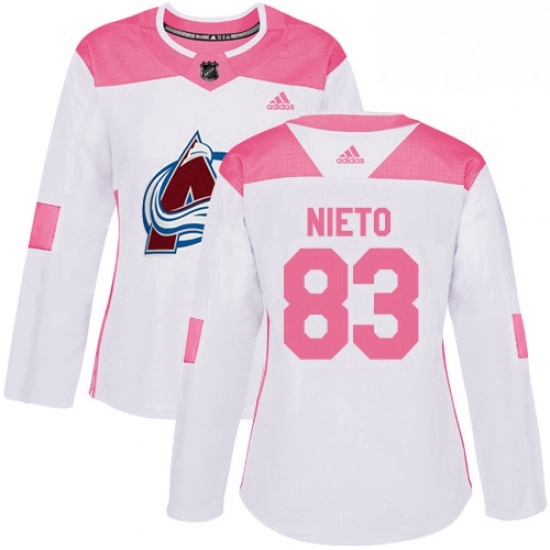 Womens Adidas Colorado Avalanche 83 Matt Nieto Authentic WhitePink Fashion NHL Jersey Womens Adidas Colorado Avalanche 83 Matt Nieto Authentic WhitePink Fashion NHL Jersey