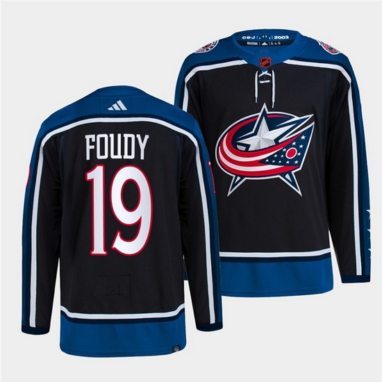 Men Columbus Blue Jackets 19 Liam Foudy Navy 2022 Reverse Retro Stitched Jersey Men Columbus Blue Jackets 19 Liam Foudy Navy 2022 Reverse Retro Stitched Jersey