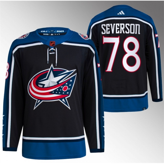 Men Columbus Blue Jackets 78 Damon Severson Black 2022 23 Reverse Retro Stitched Jersey Men Columbus Blue Jackets 78 Damon Severson Black 2022 23 Reverse Retro Stitched Jersey