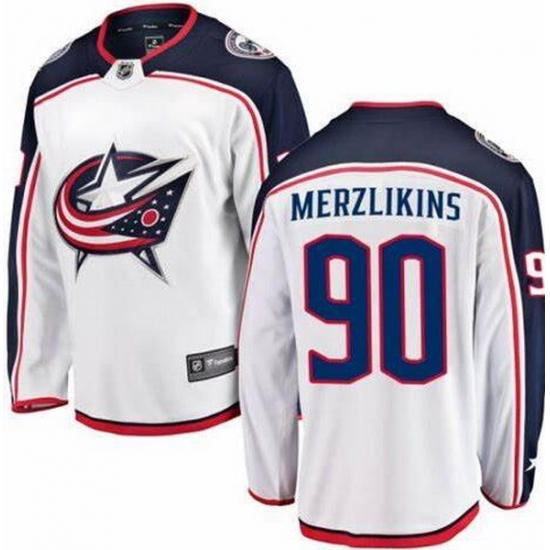 Men Columbus Blue Jackets 90 Elvis Merzlikins White Adidas Jersey Men Columbus Blue Jackets 90 Elvis Merzlikins White Adidas Jersey
