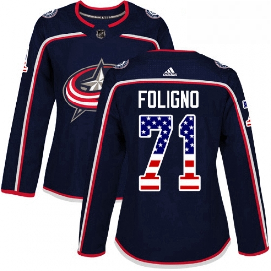 Womens Adidas Columbus Blue Jackets 71 Nick Foligno Authentic Navy Blue USA Flag Fashion NHL Jersey Womens Adidas Columbus Blue Jackets 71 Nick Foligno Authentic Navy Blue USA Flag Fashion NHL Jersey