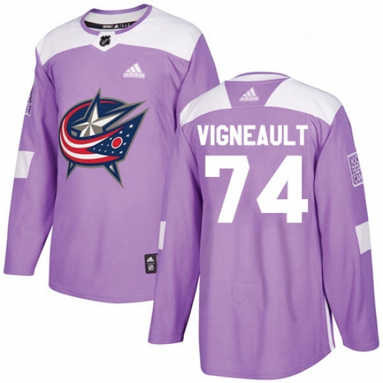 Youth Adidas Columbus Blue Jackets 74 Sam Vigneault Authentic Purple Fights Cancer Practice NHL Jersey Youth Adidas Columbus Blue Jackets 74 Sam Vigneault Authentic Purple Fights Cancer Practice NHL Jersey