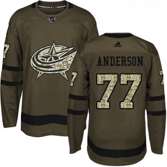 Youth Adidas Columbus Blue Jackets 77 Josh Anderson Premier Green Salute to Service NHL Jersey Youth Adidas Columbus Blue Jackets 77 Josh Anderson Premier Green Salute to Service NHL Jersey
