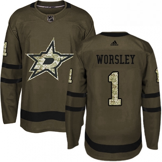 Mens Adidas Dallas Stars 1 Gump Worsley Premier Green Salute to Service NHL Jersey Mens Adidas Dallas Stars 1 Gump Worsley Premier Green Salute to Service NHL Jersey