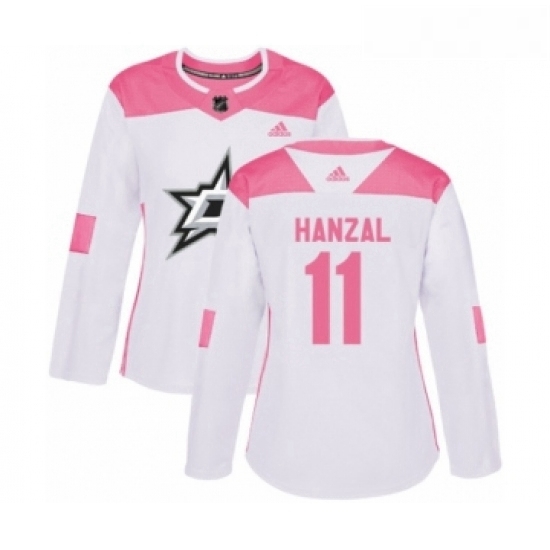 Womens Adidas Dallas Stars 11 Martin Hanzal Authentic White Pink Fashion NHL Jersey Womens Adidas Dallas Stars 11 Martin Hanzal Authentic White Pink Fashion NHL Jersey