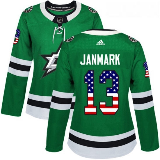 Womens Adidas Dallas Stars 13 Mattias Janmark Authentic Green USA Flag Fashion NHL Jersey Womens Adidas Dallas Stars 13 Mattias Janmark Authentic Green USA Flag Fashion NHL Jersey