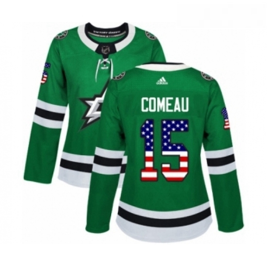 Womens Adidas Dallas Stars 15 Blake Comeau Authentic Green USA Flag Fashion NHL Jersey Womens Adidas Dallas Stars 15 Blake Comeau Authentic Green USA Flag Fashion NHL Jersey