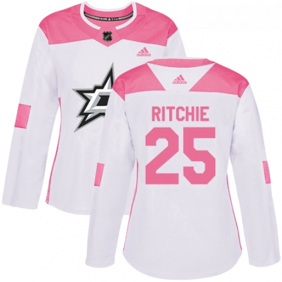 Womens Adidas Dallas Stars 25 Brett Ritchie Authentic WhitePink Fashion NHL Jersey Womens Adidas Dallas Stars 25 Brett Ritchie Authentic WhitePink Fashion NHL Jersey